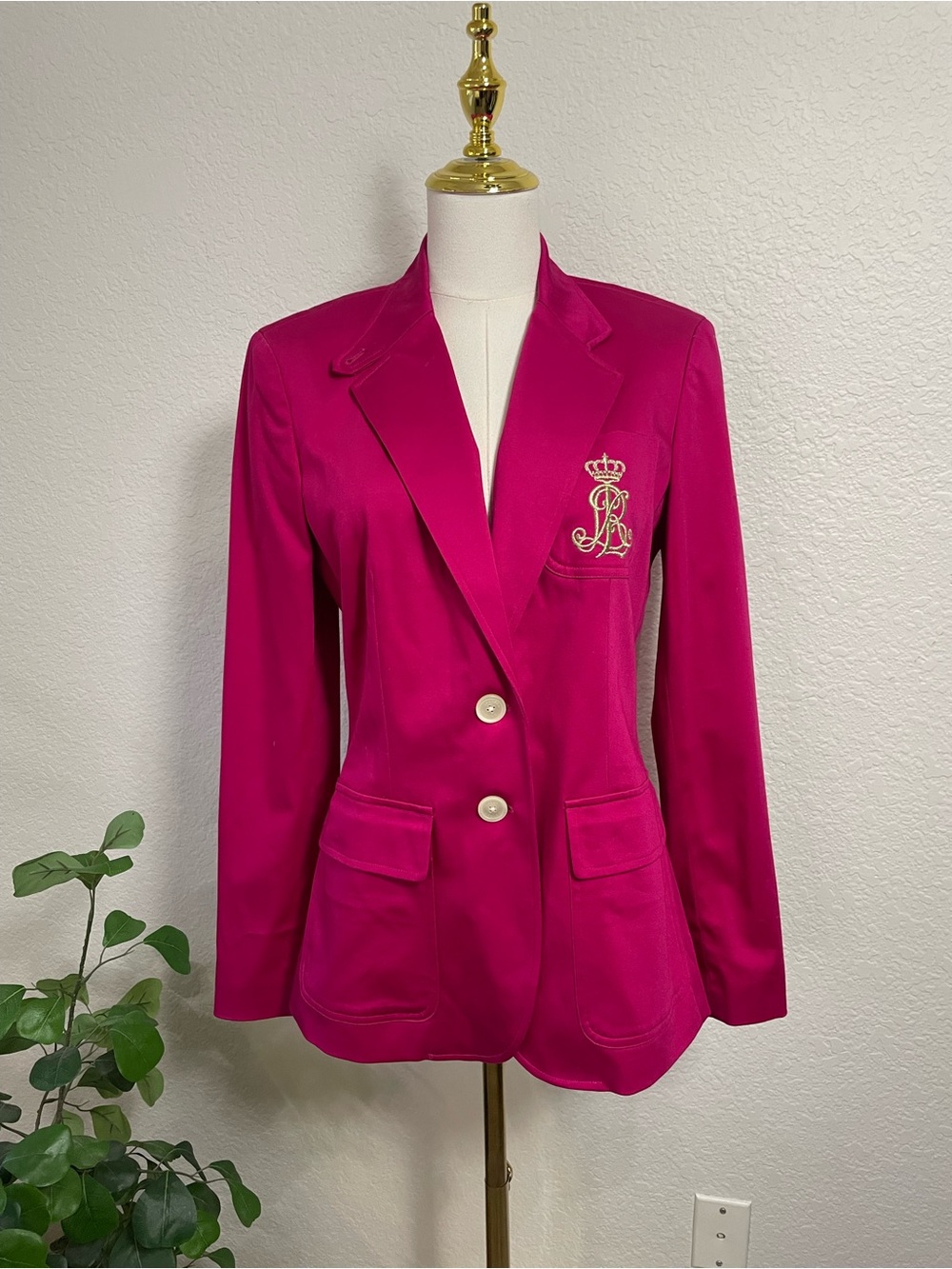 Lauren Ralph Lauren Anfisa Crest Logo Pink Blazer Size 6